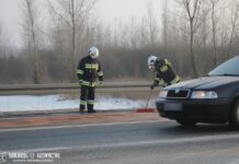 Kolizja trzech samochodów w Trześni