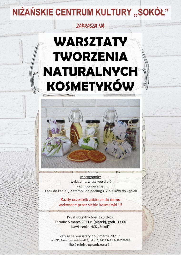 Warsztaty dla osób, ceniących naturalne kosmetyki